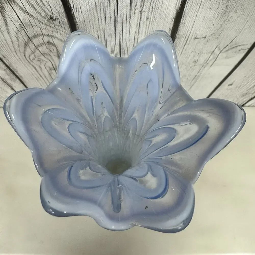Fenton Boggy Bayou Swung Vase Light Blue Opalescent 11.5” Tall
